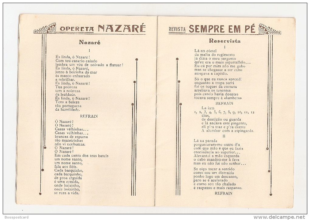 Hermínia Silva - Brochura C/ Letras De Fados: Opereta Nazaré. Lisboa Antiga. Fado. Fadista. Artista. Cinema. Teatro. - Poésie