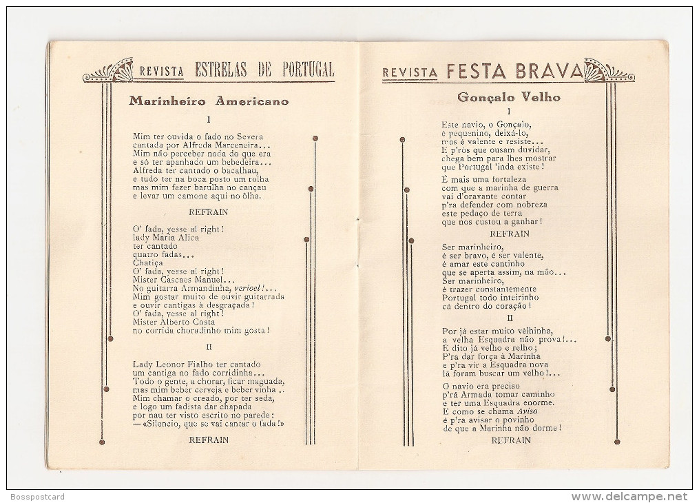 Hermínia Silva - Brochura C/ Letras De Fados: Opereta Nazaré. Lisboa Antiga. Fado. Fadista. Artista. Cinema. Teatro. - Poesie