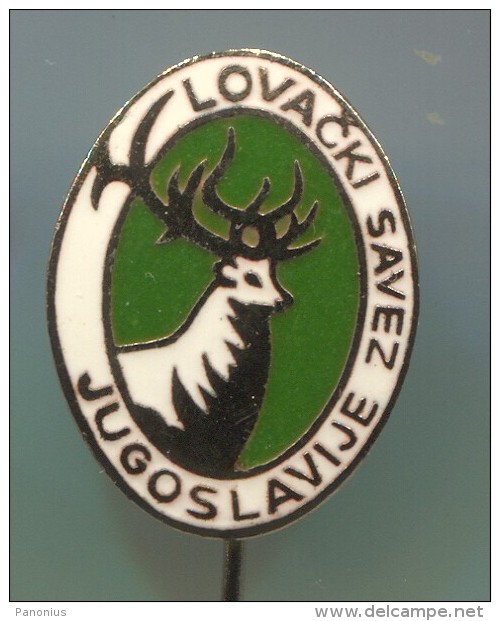 ARCHERY / SHOOTING - Hunting Federation Of Yugoslavia, Enamel, Vintage Pin, Badge - Archery