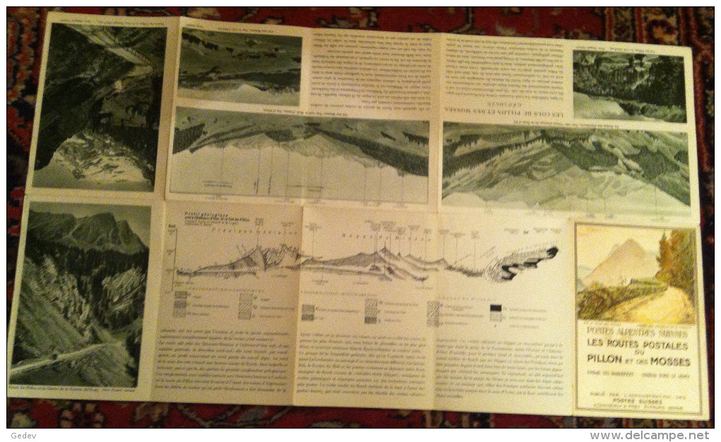 Publicité, Postes Alpestres Suisses Routes Postales Du Pillon Et Des Mosses , Dépliant 6 Vues + Carte, Litho G. François - Publicités