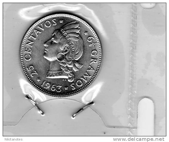 Veinticinco 25 Centavos Republica Dominicana 1963 COIN Unc - Dominicaanse Republiek