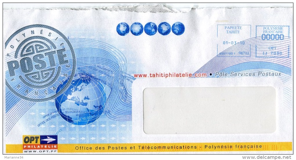 Polynésie-Papeete-2010 -une Enveloppe OPT Philatélie - Covers & Documents