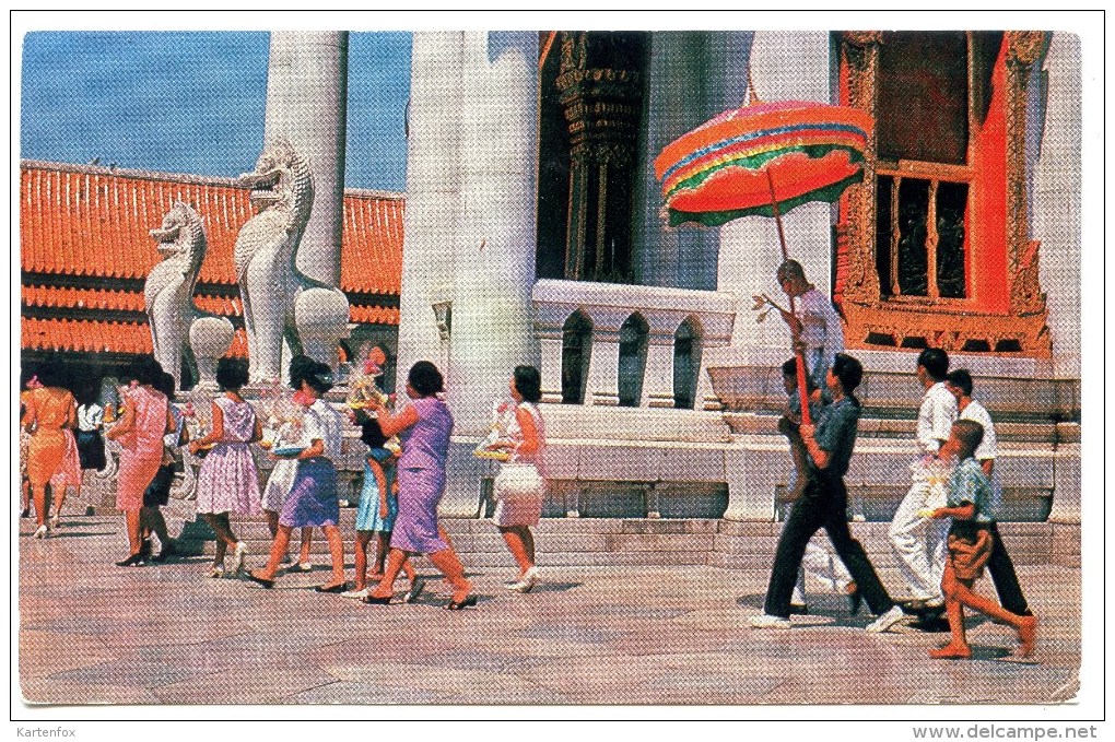 Bangkok, Marble Temple, Procession, 3.5.1966, Stamps - Thaïland