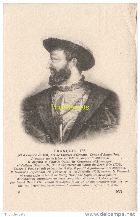 CPA COLLECTION DE PORTRAITS HISTORIQUES CELEBRES ND **  FRANCOIS I - Personnages Historiques