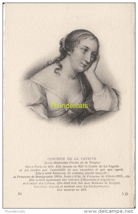 CPA COLLECTION DE PORTRAITS HISTORIQUES CELEBRES ND **  COMTESSE DE LA FAYETTE - Personnages Historiques