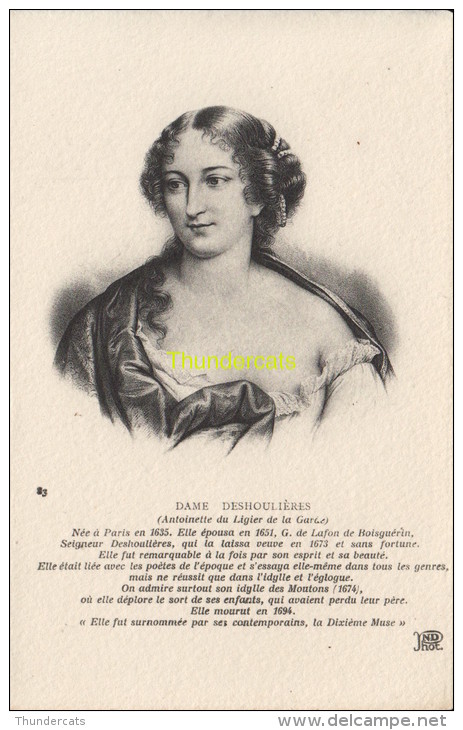 CPA COLLECTION DE PORTRAITS HISTORIQUES CELEBRES ND **  DAME DESHOULIERES - Personnages Historiques