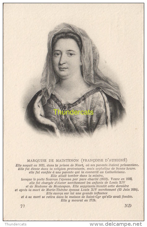 CPA COLLECTION DE PORTRAITS HISTORIQUES CELEBRES ND **  MARQUISE DE MAINTENON - Personnages Historiques