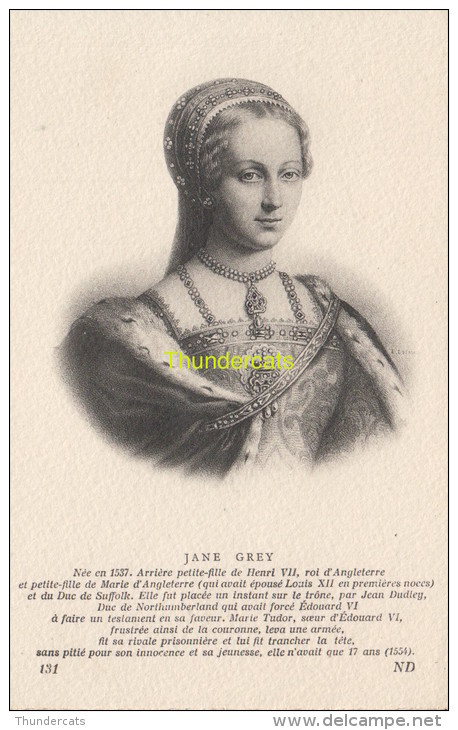 CPA COLLECTION DE PORTRAITS HISTORIQUES CELEBRES ND **  JANE GREY - Personnages Historiques