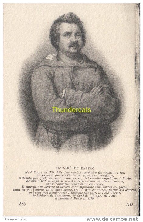 CPA COLLECTION DE PORTRAITS HISTORIQUES CELEBRES ND **   HONORE DE BALZAC - Personnages Historiques