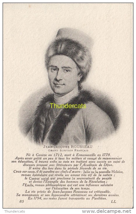 CPA COLLECTION DE PORTRAITS HISTORIQUES CELEBRES ND **   JEAN JACQUES ROUSSEAU - Personnages Historiques