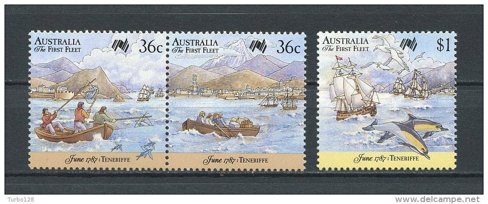 AUSTRALIE 1987 N° 1004/1006 ** Neufs  = MNH Superbes Cote 5 € Départ De Ténérife Port Santa Cruz Bateaux Boats Sailboat - Ungebraucht