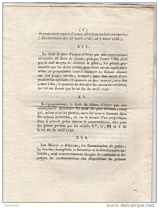 VP 1280 -  MELUN An 13 - Empire Napoléon  - Circulaire - Police De L ´Empire - Permis De Port D´ Armes - Decrees & Laws
