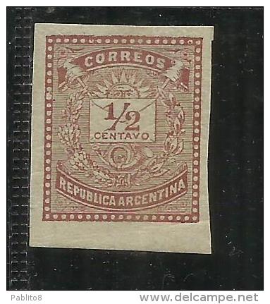 ARGENTINA 1882 CENT. 1/2 BROWN IMPERF MARRONE NON DENTELLATO MLH - Nuevos