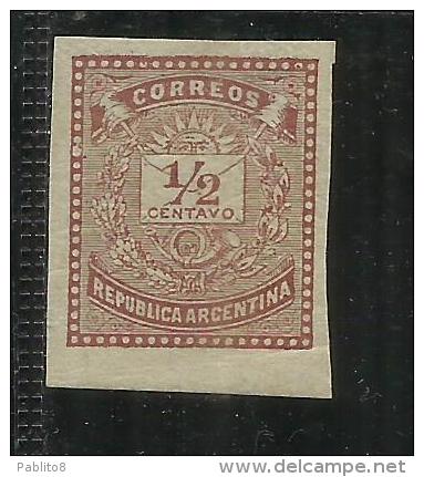 ARGENTINA 1882 CENT. 1/2 BROWN IMPERF MARRONE NON DENTELLATO MLH - Nuovi