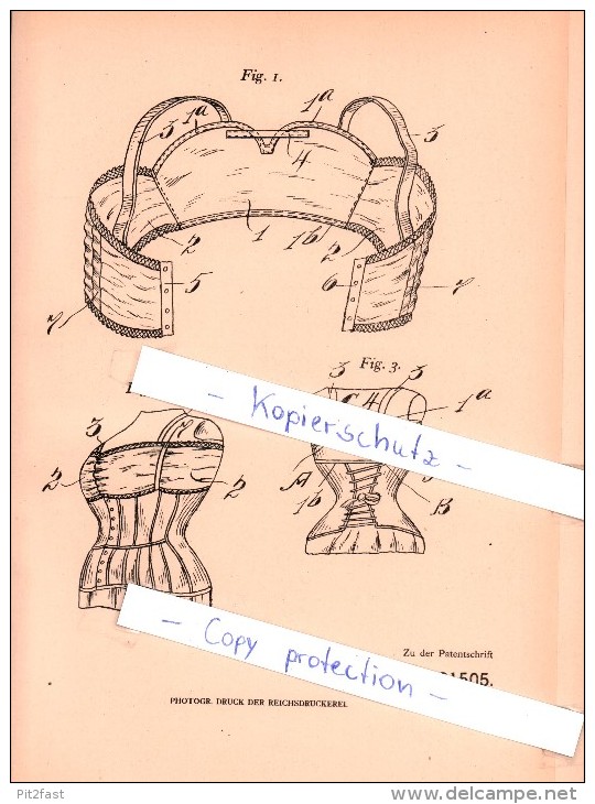 Original Patent - Sophie Meyer In New-York , 1906 , Rücken- Und Büstenhalter , BH , Korsett , Corset !!! - Lingerie