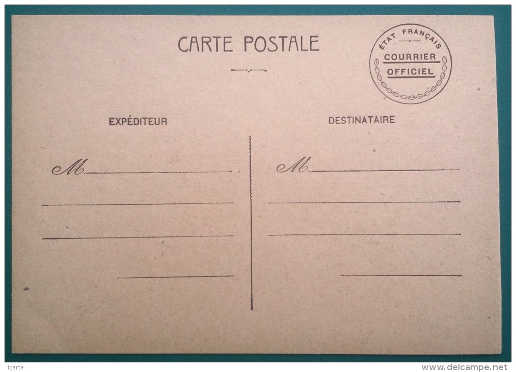 Entier Postal Même Typo Que 1F20 Pétain Mais Figurine Remplacée Par Sceau " Etat Français COURRIER OFFICIEL " - Standard- Und TSC-AK (vor 1995)