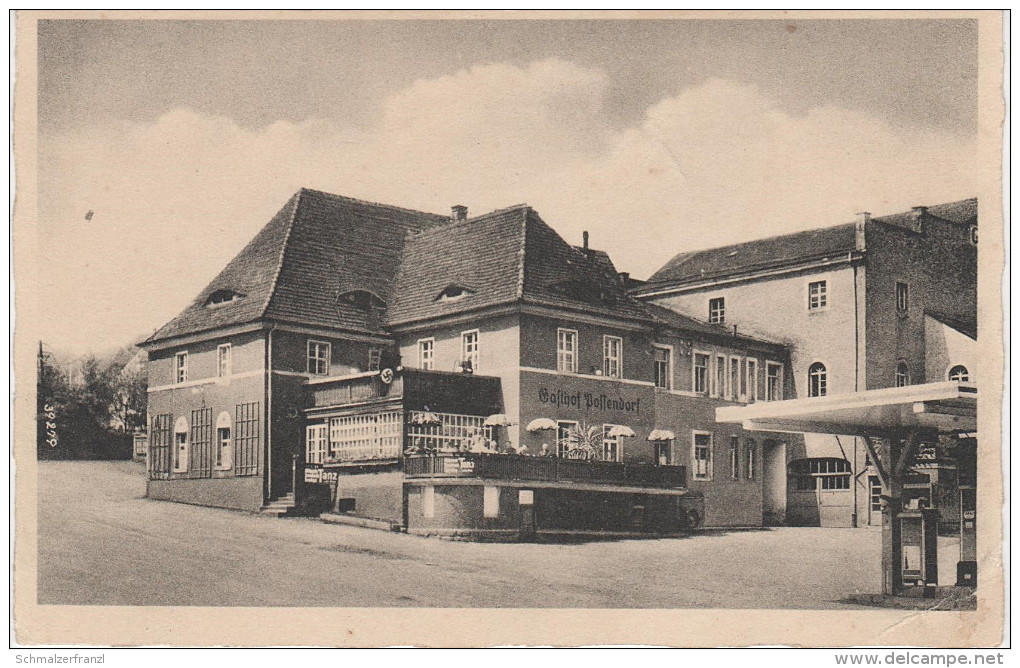 AK Tankstelle ? Gasthof Possendorf Mit NS Flagge Bei Bannewitz Dippoldiswalde Hänichen Karsdorf Kreischa Freital Dresden - Bannewitz