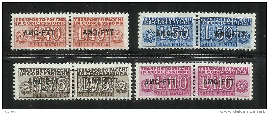 ITALY ITALIA TRIESTE A 1953 AMG-FTT OVERPRINTED PACCHI IN CONCESSIONE SERIE COMPLETA MNH BEN CENTRATA - Taxe