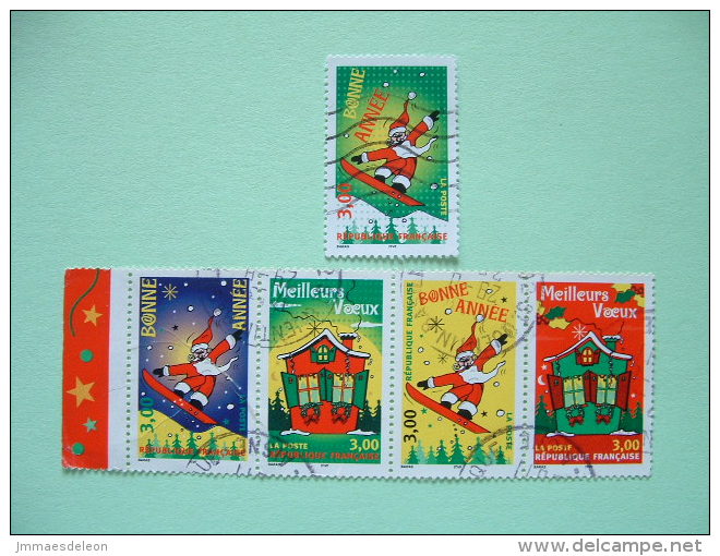 France 1998 Scott 2681/5 = 3.75 $ - Christmas Ski Santa Claus - Gebraucht