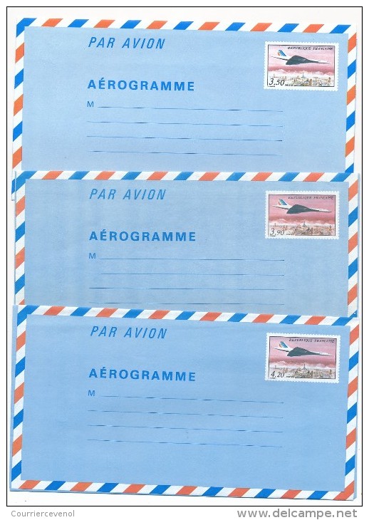 16 Entiers Et Aérogrammes Différents : Logo Jaune, Expérimentaux, Concorde Sur Paris, Bicentenaire, St Exupery,...Neufs - Lots Et Collections : Entiers Et PAP