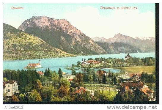 Litho Gmunden Traunstein Und Schloss Ort 21.7.1911 Nach Koserow - Gmunden