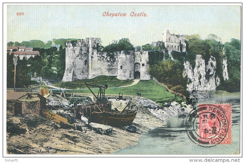 CHEPSTOW Castle Shipwreck Colour Postcard 1912 - Monmouthshire