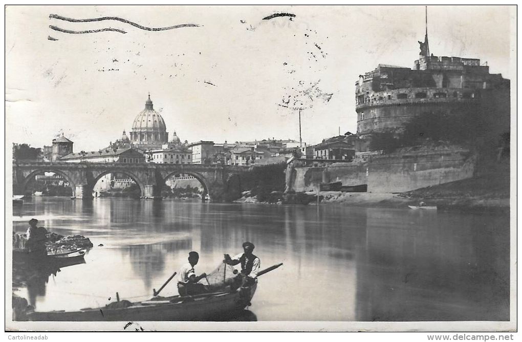 [DC5785] CARTOLINA - ROMA CASTEL SANT'ANGELO E SAN PIETRO - Viaggiata 1923 - Old Postcar - Castel Sant'Angelo