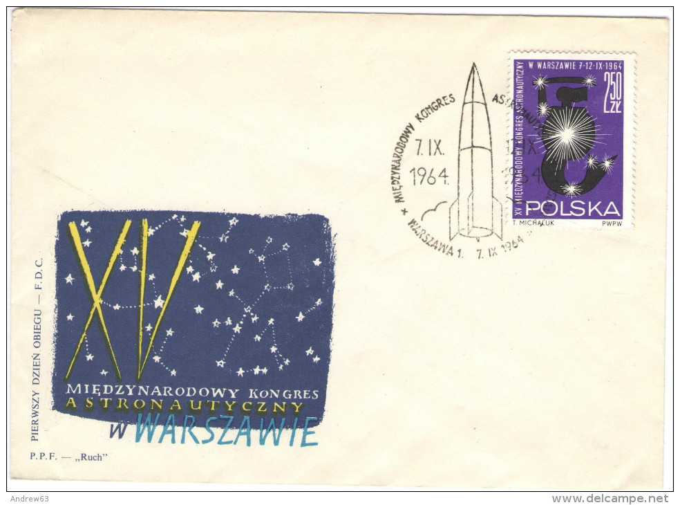 POLONIA - POLAND - POLSKA - 1964 - Astronautical Congress - FDC - FDC