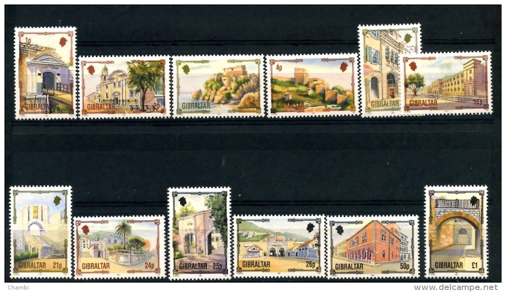 Gibraltar Série Complète 12 Timbres N° 671-682 Tourisme Paysages Architecture - Gibraltar