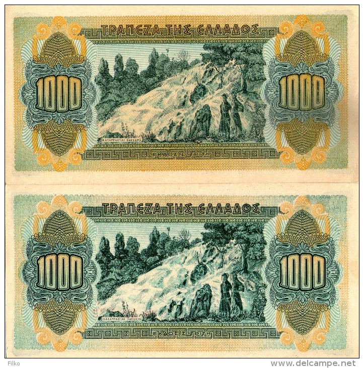 WWII Banknote,lot Of Two1000 Dr 1941,P.117b(1)+(2),as Scan - Griekenland