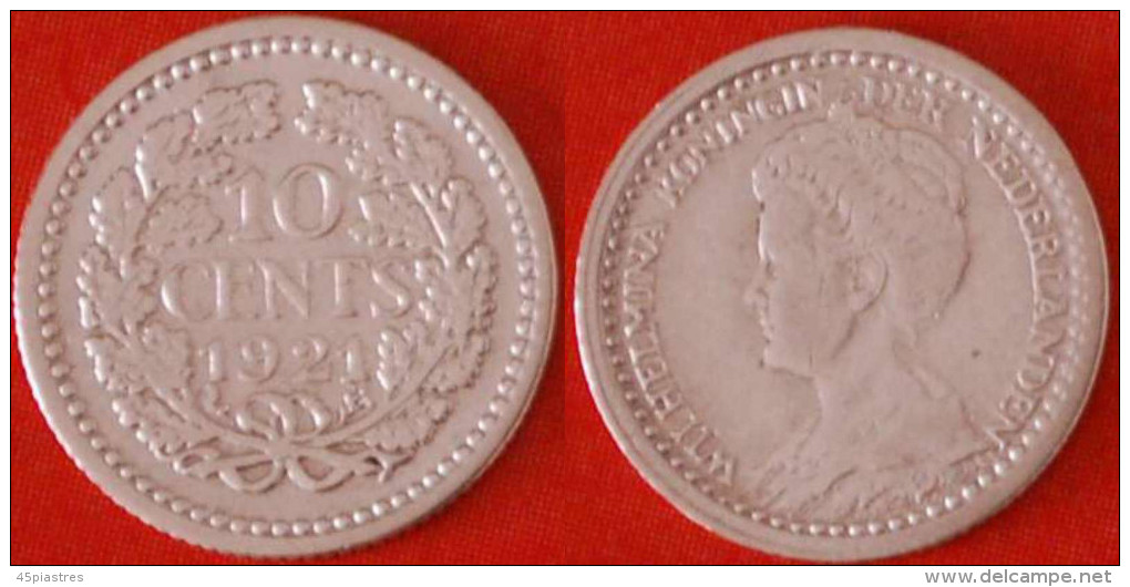 **UNCOMMON** NETHERLANDS ★ 10 CENT 1921 SILVER!!! WILHELMINA (1890-1948) LOW START ★ NO RESERVE! - 10 Cent