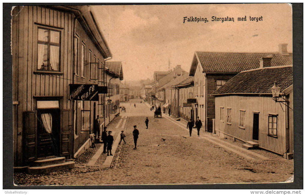 DB2827-  SWEDEN - FALKÖPING - STORGATAN MED TORGET 1908 - Suède