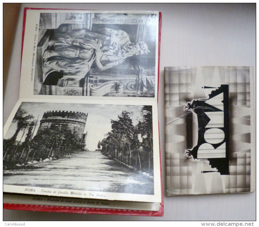 Cp LOT 2X Carnet Pochette Lot 27 X Grande Photo Veritable Vue De ROME Cecami  + CARNET CARTON +-1935 - Collections & Lots