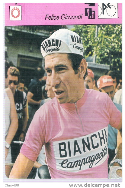 Z 2060  CYCLISME  FELICE GIMONDI   AU DOS PRESENTATION ET PALMARES - Cyclisme