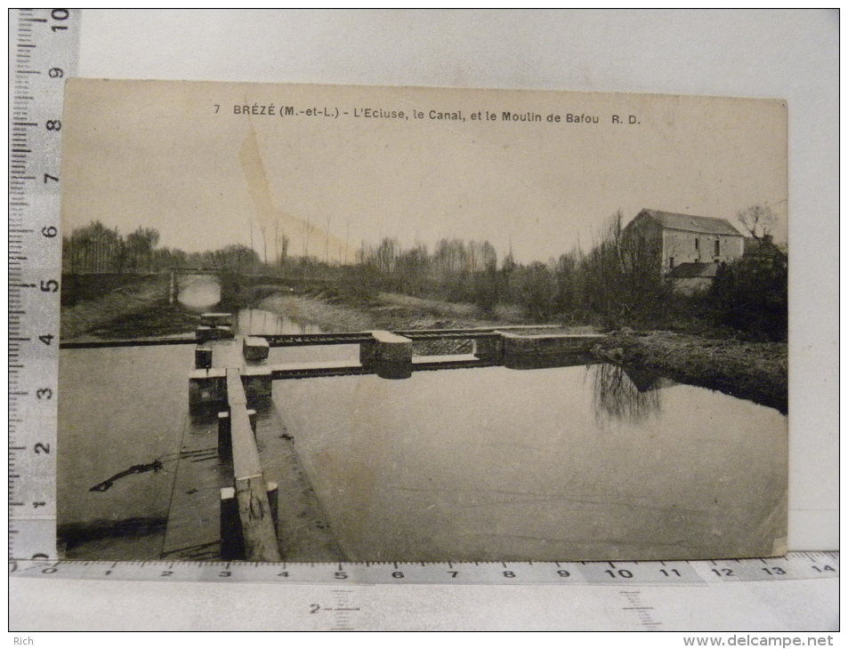 CPA (49) Maine Et Loire - BREZE - L'Ecluse, Le Canal Et Le Moulin De Bafou - Autres & Non Classés