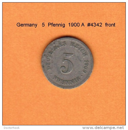 GERMANY   5  PFENNIG  1900 A  (KM # 11) - 5 Pfennig