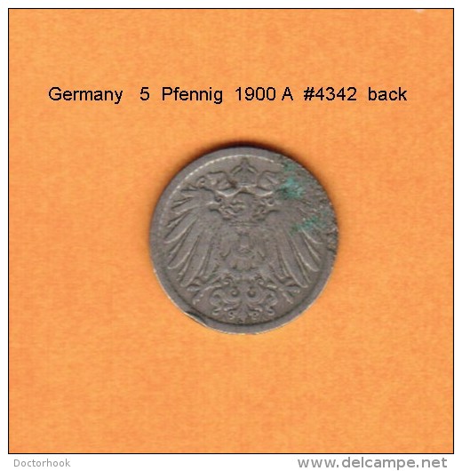 GERMANY   5  PFENNIG  1900 A  (KM # 11) - 5 Pfennig