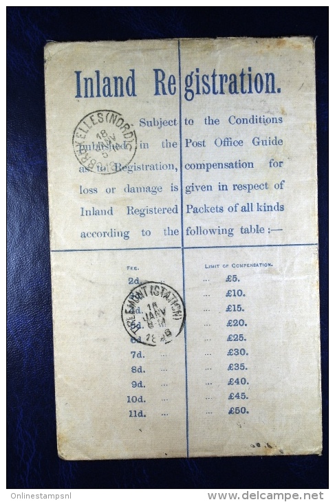 Great Britain: Uprated Registered Cover To Tirlemont/ Tienen Belgium, Via Brussels+ Extra R Label Belgique - Luftpost & Aerogramme