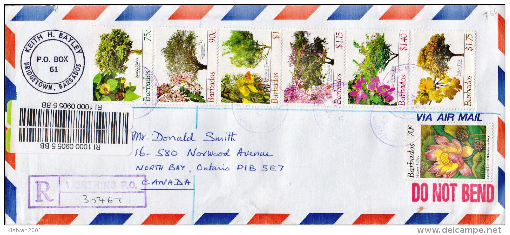 Postal History Cover: Barbados With Flowers And Trees - Trees