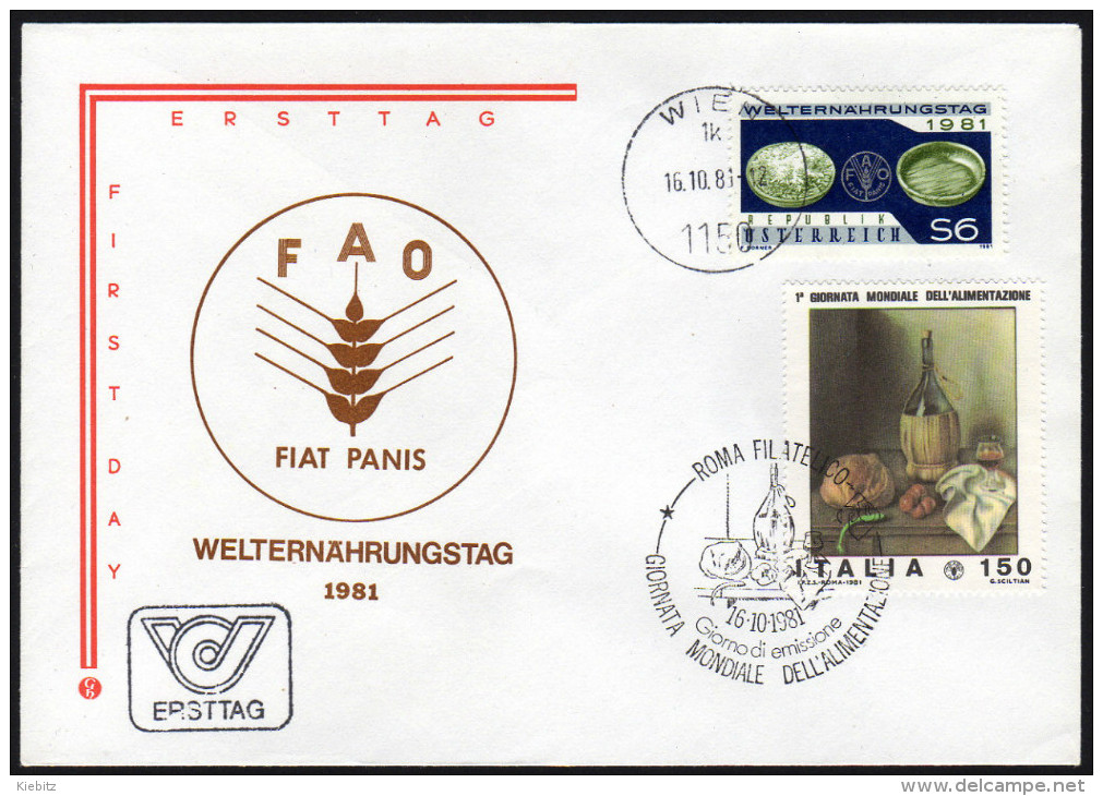 ÖSTERREICH 1981 - Welternährungstag - FDC Kombination Österreich - Italien - Ernährung