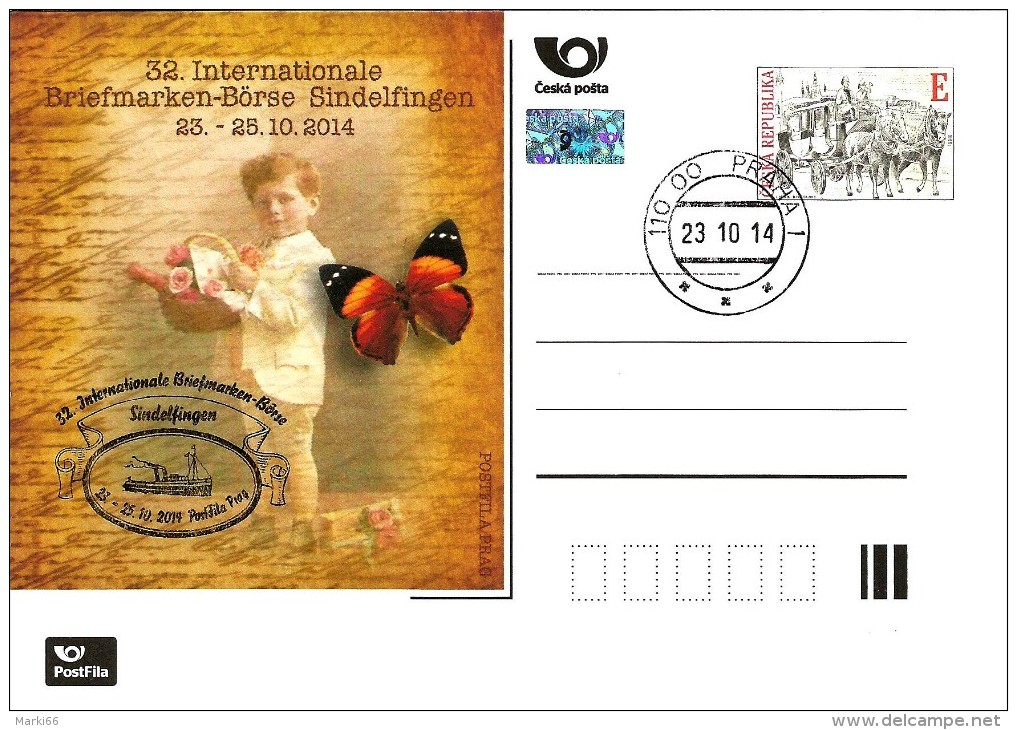 Czech Republic - 2014 - 32nd International Stamp Fair In Sindelfingen - Official Postcard With Hologram And Postmarks - Cartes Postales