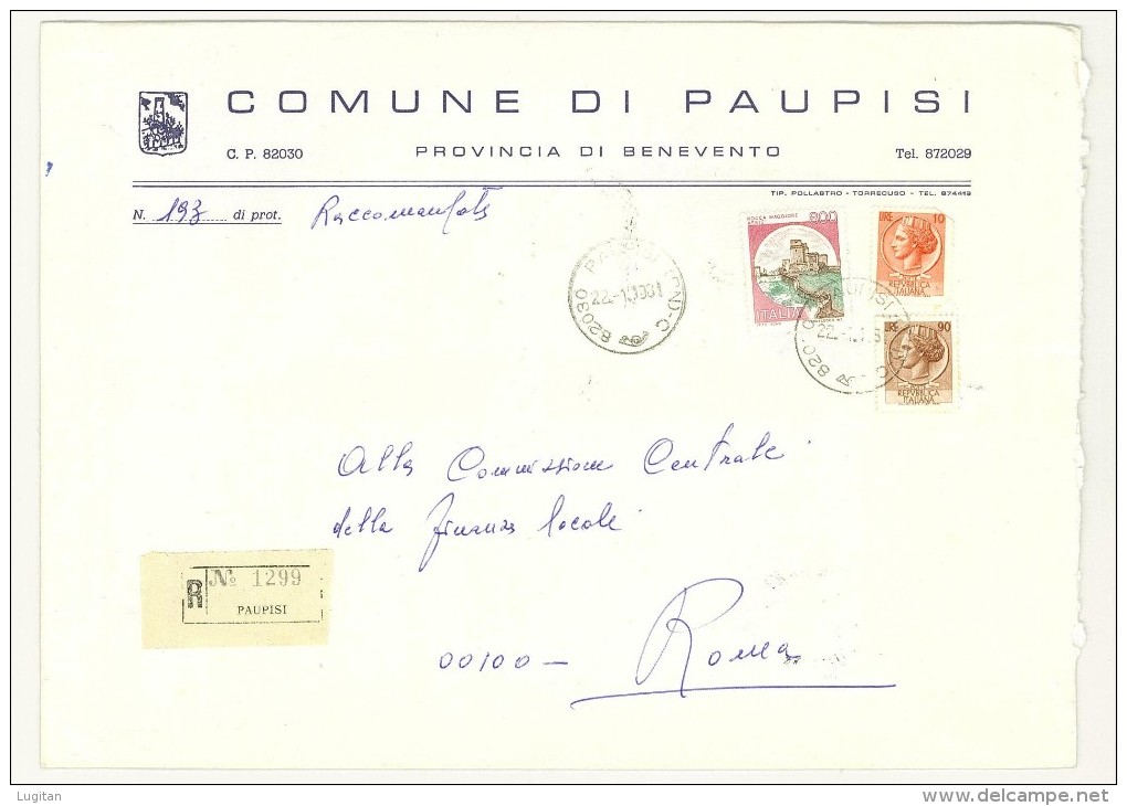 CAP 82030 - PAUPISI  - BENEVENTO  - RACC - ANNO 1981 - CAMPANIA - F.TO 18 X 24 - STORIA DEI COMUNI D'ITALIA - Macchine Per Obliterare (EMA)