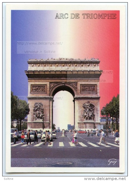 Paris - L'avenue Des Champs-Elysées Et L'Arc De Triomphe De L'Etoile - Utilisée Pour Concours - 2 Scans - Arc De Triomphe