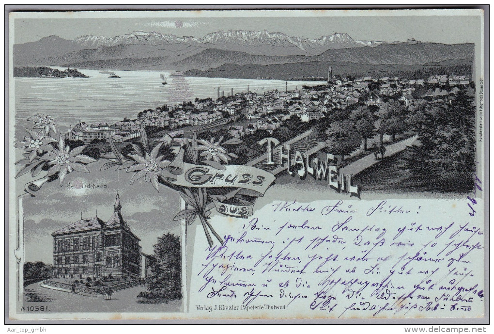 AK ZH THALWEIL 1901-09-09 Thalwil Mondscheinlitho Foto J. Künzler - Thalwil