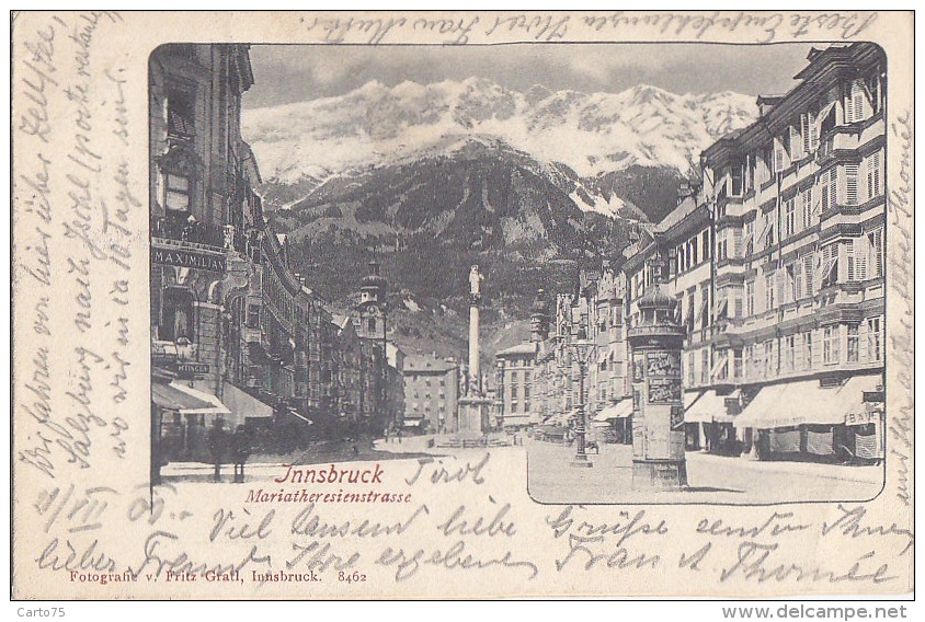 Autriche - Innsbruck - Précurseur - Mariatheresienstrasse - Cachet Postal 1901 Innsbruck Briollay 49 - Innsbruck