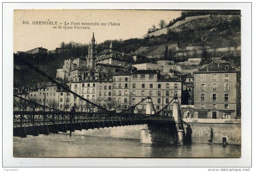 CP , 38 , GRENOBLE , Le Pont Suspendu Sur L'Isère - Grenoble