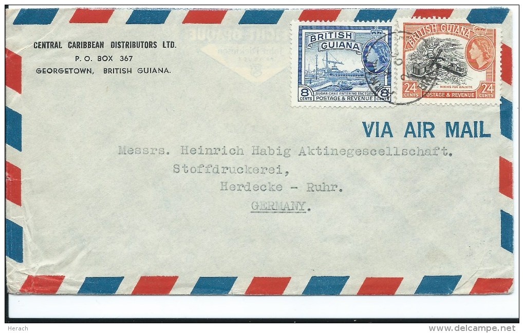 GUYANE BRITANNIQUE LETTRE POUR L'ALLEMAGNE - Guyane Britannique (...-1966)