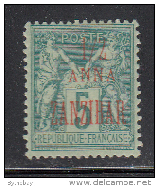 French Offices In Zanzibar MH Scott #17 1/2a On 5c Peace And Commerce - Unused Stamps