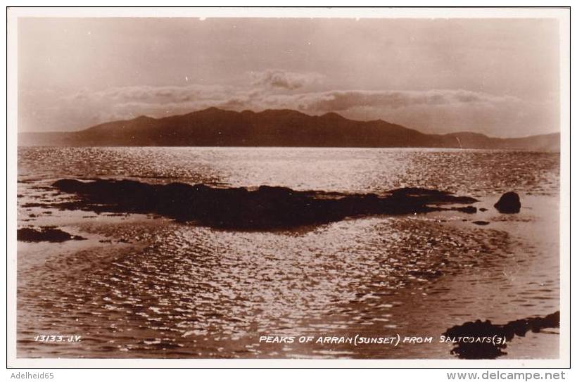 NT3/ The Peaks Of Arran From Saltcoats At Sunset  RPPC Valentines - Ayrshire