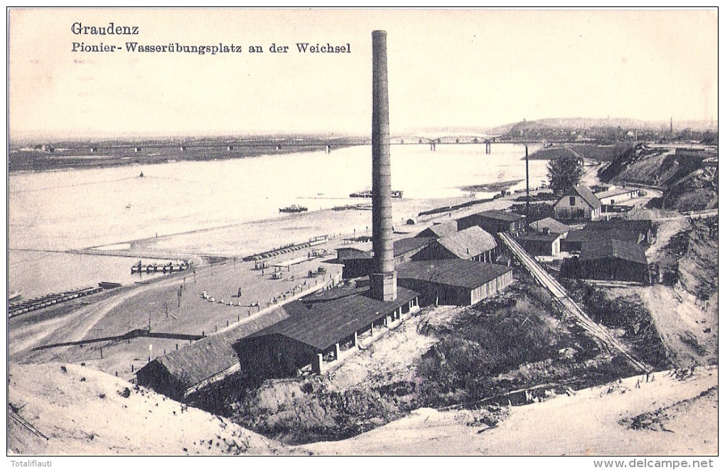 Graudenz Militär Pionier Wasser Übungsplatz An D Weichsel Grudziadz 21.10.1915 Gelaufen Als Feldpost - Westpreussen